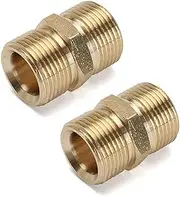 BEITESI M22 Pressure Washer Hose Coupler，M22 Metric Male Thread Fitting 15mm Male X 15mm Male Pressure Washer Hose Extension Adapter, Solid Brass, 4500 PSIconnectorsM22 (2packs)