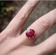 2.50 Ct Oval Natural Ruby Engagement diamond Woman s Ring 14K solid white gold