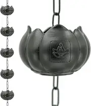 DFTDFYXY3.2-26.2FT Rain Chain Outdoor Rain Chains Rain Catcher Chain Aluminum Downspout Catcher Rain Chain Gutter with Fixer and Hook for Window Garden Decorations,Eaves Drainage,Temple,1.5m(4.9ft)