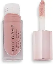 Revolution Beauty London Pout Bomb Plumping Gloss, High Shine, Rich Pigment, Soft Tingle Effect, Nude