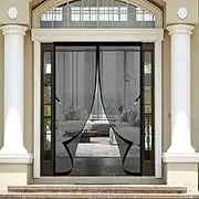 Magnetic Fly Screen Door 120 x 260 cm(47 x 102inch) Screen Mesh Curtain Easy to Install Keep Fresh Air in Mesh Curtain for Balcony Patio Terrace Kitchen Doors, Black