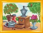 DIY Cross Stitch Kit "Still life "Coffee grinder"" with Printed Tapestry Canvas