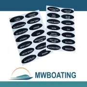 Oval Switch Panel Labels Set - Boat/Marine switchboard stickers ( 28 Stickers )