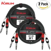 2-PACK Kirlin 3FT Light Gear Dual 1/4" TRS to Same Patch Cable LGA-408-03