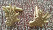 SMAUG DRAGON HEAD (misty gold plate) Cuff Links - GAME OF THRONES HOBBIT DRAGON