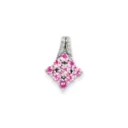 Sterling Silver Diamond u0026 Pink Tourmaline Square Pendant
