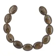 11PC Bronzite Flat Oval 13x18mm Beads 7.8" #85507