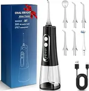 ETELIAR Wireless Oral Irrigator, Electric Tooth Cleaner, Portable Water Flosser, 4 Modes & 6 Nozzles, 300 ml Dental Irrigator, Oral Irrigator, Test Winner for Oral Care & Cleaning, Travel Home