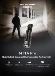 Nitecore MT1A Pro 800 Lumen Rechargeable EDC Flashlight Torches Work Lights