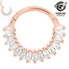 2Pcs Surgical Steel Gem Hinged Segment Septum Nose Tragus Ring Sleeper Earrings