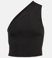 [Jacquemus] Jacquemus La Maille Ascu cropped linen-blend top UK 18 black