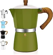 DITOSH 6 Cup Aluminum Espresso Stovetop Moka Pot Express Coffee Maker Percolator Italian Classic Mocha Coffee Machine for Italian and Cuban Cafe Brewing 300ml 10oz Green