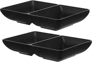 LeoLeoii 2pcs Double Compartment Spice Plate Dual Sauce Tray Dipping Sauce Bowls Condiment Tray Sauce Dish Sauce Plate Soy Dipping Sauces Snack Dish Oil Soy Sauce