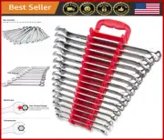 15-Piece Metric Wrench Set, Chrome Vanadium, Long Pattern, Sizes 8-22mm + Rack