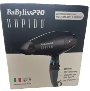 BaBylissPRO Rapido Italian Hair Dryer Black • 2000 Watts • Lightweight