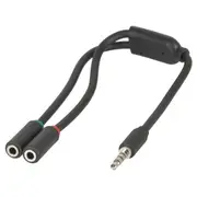 [TechBrands] 3.5mm 4 Pole Plug to 2 x 3.5mm Socket Cable Splitter 250mm
