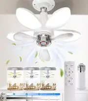 Foldable Light Bulb Socket Ceiling Fan with Light & Remote Control