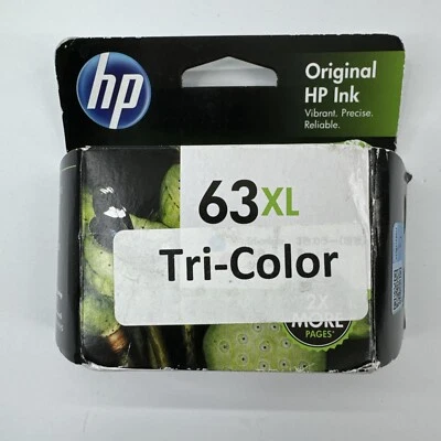New Genuine HP 63XL High Yield Tri-color Ink Cartridge F6U63AN Sealed Exp 11/21