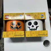 Lego Halloween Limited Edition SMALL Storage Heads White Skeleton Orange Pumpkin