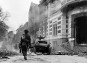 British troops move throgh the recently captured town of Arnhem 1945 Old Photo