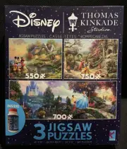 DISNEY THOMAS KINKADE 3 IN 1 PACK PUZZLES 550 + 700 + 750 PCS WITH PUZZLE GLUE