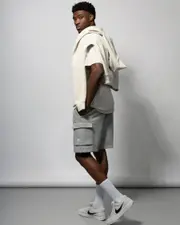 [Nike] Nike Men's Nsw Club Cargo Shorts in Dark Grey Heather/Matte Silver/White Size Medium M Dark Grey Heather/Matte Silver/White