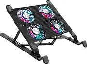 MERRYHAPY Laptop Cooling Stand 4 Fan Cooling Pad Sturdy Plastic Bracket Foldable