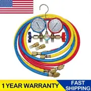 R410A Dual Manifold Gauge Set 3-Color Charging Hoses Air Conditioner HVAC 59''