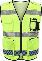 construction vest Reflective Clothing with Large Pockets Construction Site Construction Night Traffic Cycling Safety Clothing safety vest mesh (Color : Fluorescent green, Size : 2XL)