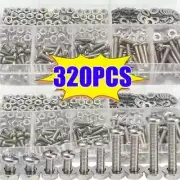 320pcs Stainless Steel Screws and Nuts Assortment Kit, Hexagonal Head, M2-M5, 30