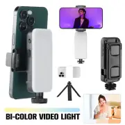 BI-Color LED Video Light Live Selfie Fill Light w/ Cold Shoe Mobile Phone Holder
