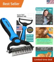 Comfortable Pet Grooming Rake - Dual-Sided Tool for Dematting & Desheding