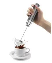 Rechargeable Milk Frother, Handheld Electric Foam Maker Medium Gray and Silver