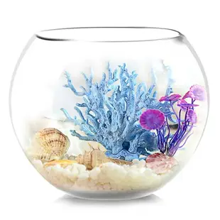 烏龜缸 魚缸生態圓形玻璃金魚缸烏龜缸桌面小型造景水培花瓶圓型小魚缸