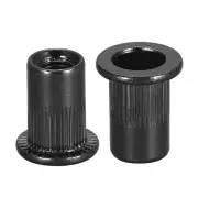 20pack M6 Rivet Nuts Carbon Steel Knurled Flat Head Threaded Insert Nut Black