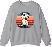 [Generic] Dinosaur T-Rex Retro Novelty Men Kids Women Funny Dinosaur Sweatshirt for Adults Crew Neck Long Sleeve Pullover