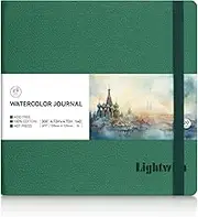 Lightwish Square Watercolor Journal, 100% Cotton Hot Press Small Watercolor Paper Sketchbook 4.72” x 4.72”, 20 Sheets (140lb/300gsm), Acid-Free for Watercolors, Gouache, Acrylics