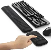 MEKASS Ergonomic Wrist Rest for Keyboard and Mouse, Soft Memory Medium, Black