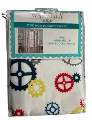 Waverly Kids Wind Me Up 1 Curtain Panel 42"x63" Color Spoked Cog Wheel Machine