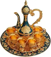 STARTIST Turkish Teapot Set Turkish Coffee Set Coffee Cup Set Teapot Set for Christmas Wedding, Blue
