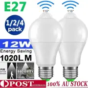 E27 B22 12W PIR Sensor Motion Smart LED Bulbs White Lights Lamp Globe Bulb 220V
