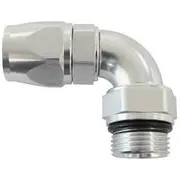 Aeroflow Male End -10Orb to 10An Teflonfull Flow Billet 90 Deg Silver - AF583-10-10DS