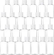 MMonDod 25 Pack 1.7oz/50ml Plastic Empty Bottles Clear Travel Containers Travel Size Bottles with Flip Cap Squeezable Refillable Toiletry (clear), Clear, 25