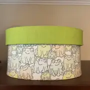Sarah’s Hat Boxes 7.5” oval hat box Frog print