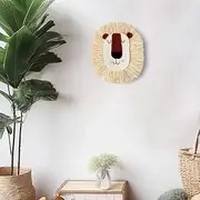 YarnieJiajia Lion Head Nursery Wall Decor Bohemian Jungle safari Animal Theme Handmade Woven Decoration Wall Art For Baby Boy Kids Toddler Bedroom Playroom