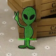 1 x alien patch patches badge iron on sew on ufo martian seti roswell green new
