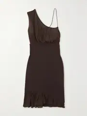 [FRAME] FRAME - + Julia Sarr-jamois One-shoulder Open-back Jersey Mini Dress - Brown - x small x small Brown