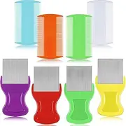 8 Pieces Flea Lice Combs Double Sided Lice Removal Comb Hair Grooming Comb with Metal Teeth (Orange, Blue, Purple, White, 3.5 x 2 Inch, 3.54 x 1.57 Inch)