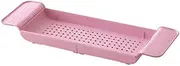 Expandable Bath Shelf Bathtub Tray, Adjustable Bathtub Caddy Tray Storage Rack Multifunctional Bathtub Organizer for Bathroom Shower (Pink)