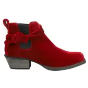 Justin Boots Chellie Velvet Square Toe Pull On Booties Womens Red Casual Boots L